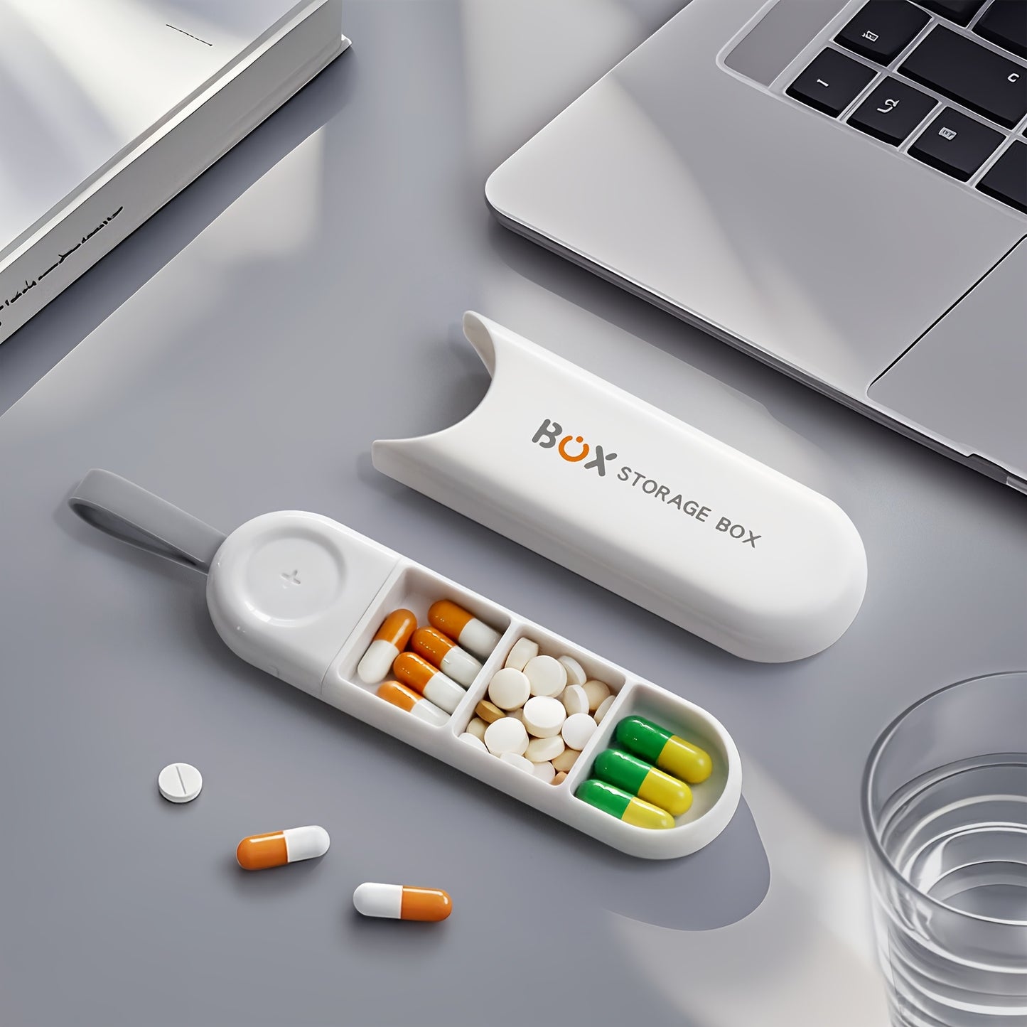 1 pastillero portátil para medicamentos y vitaminas, ideal para viajes.