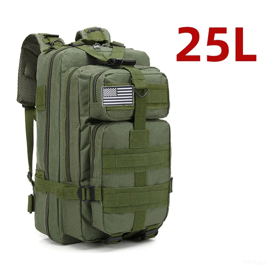 Mochila táctica de nailon resistente, impermeable, de 25 l/50 l, para deportes de trekking, pesca, caza, acampada y senderismo, ideal para exteriores.