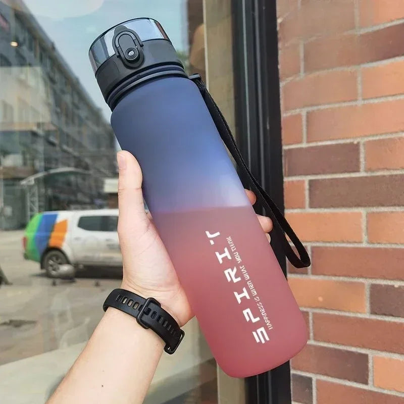 Botella de agua deportiva de gran capacidad de 1 litro, a prueba de fugas, de plástico, colorida, ideal para beber al aire libre, viajes, gimnasio, fitness, etc.