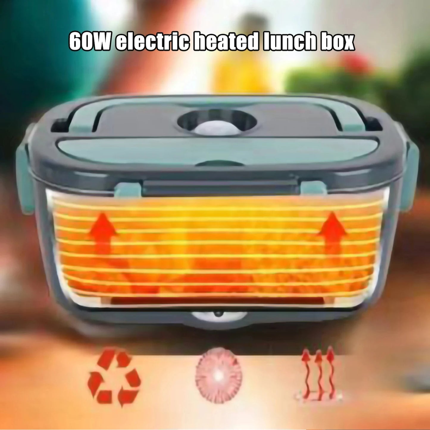 Fiambrera eléctrica de 1,5 L y 40 W, calentador de alimentos portátil para coche y hogar, ideal para el almuerzo.