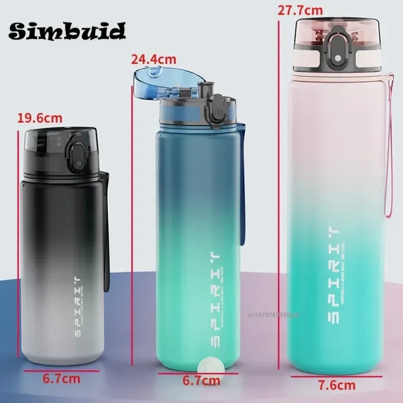 Botella de agua deportiva de gran capacidad de 1 litro, a prueba de fugas, de plástico, colorida, ideal para beber al aire libre, viajes, gimnasio, fitness, etc.