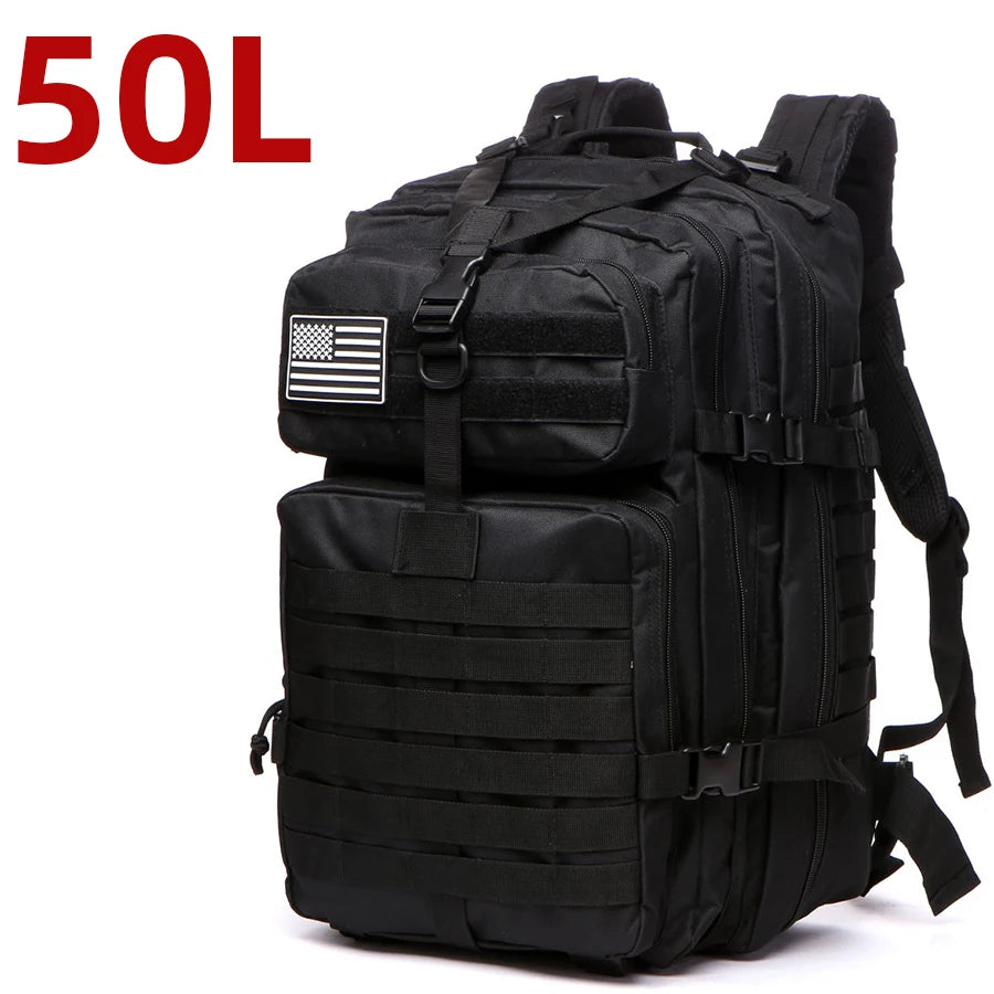 Mochila táctica de nailon resistente, impermeable, de 25 l/50 l, para deportes de trekking, pesca, caza, acampada y senderismo, ideal para exteriores.