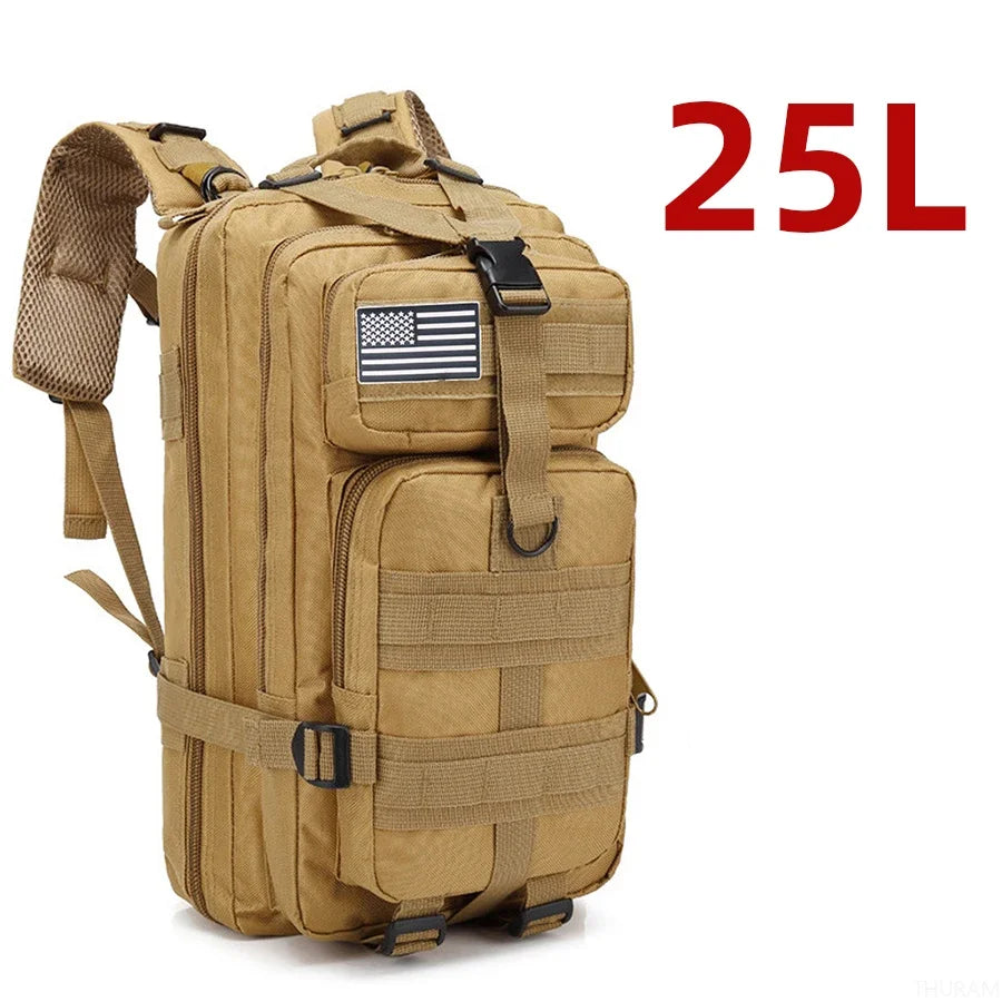 Mochila táctica de nailon resistente, impermeable, de 25 l/50 l, para deportes de trekking, pesca, caza, acampada y senderismo, ideal para exteriores.