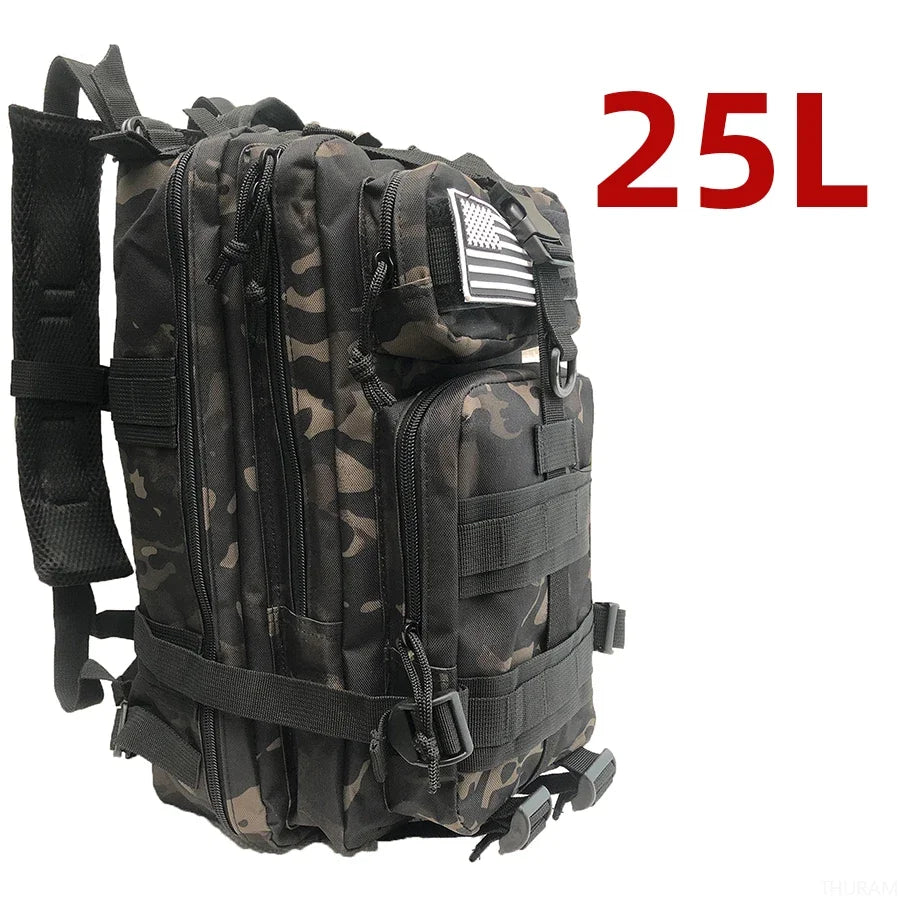 Mochila táctica de nailon resistente, impermeable, de 25 l/50 l, para deportes de trekking, pesca, caza, acampada y senderismo, ideal para exteriores.
