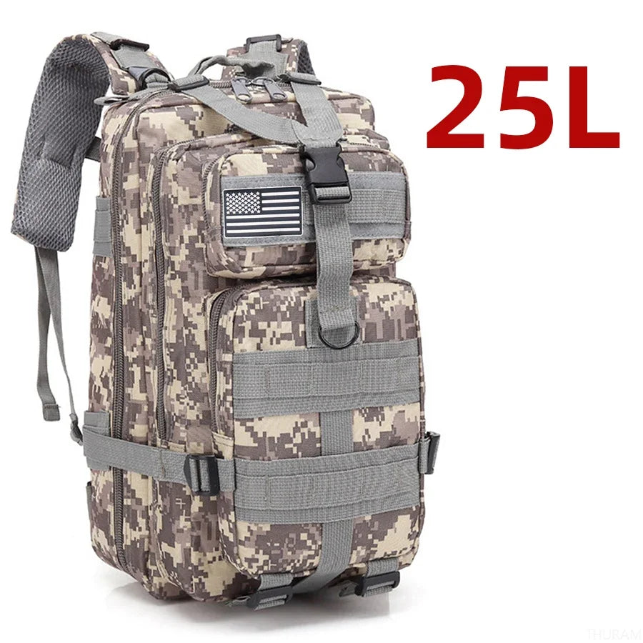 Mochila táctica de nailon resistente, impermeable, de 25 l/50 l, para deportes de trekking, pesca, caza, acampada y senderismo, ideal para exteriores.