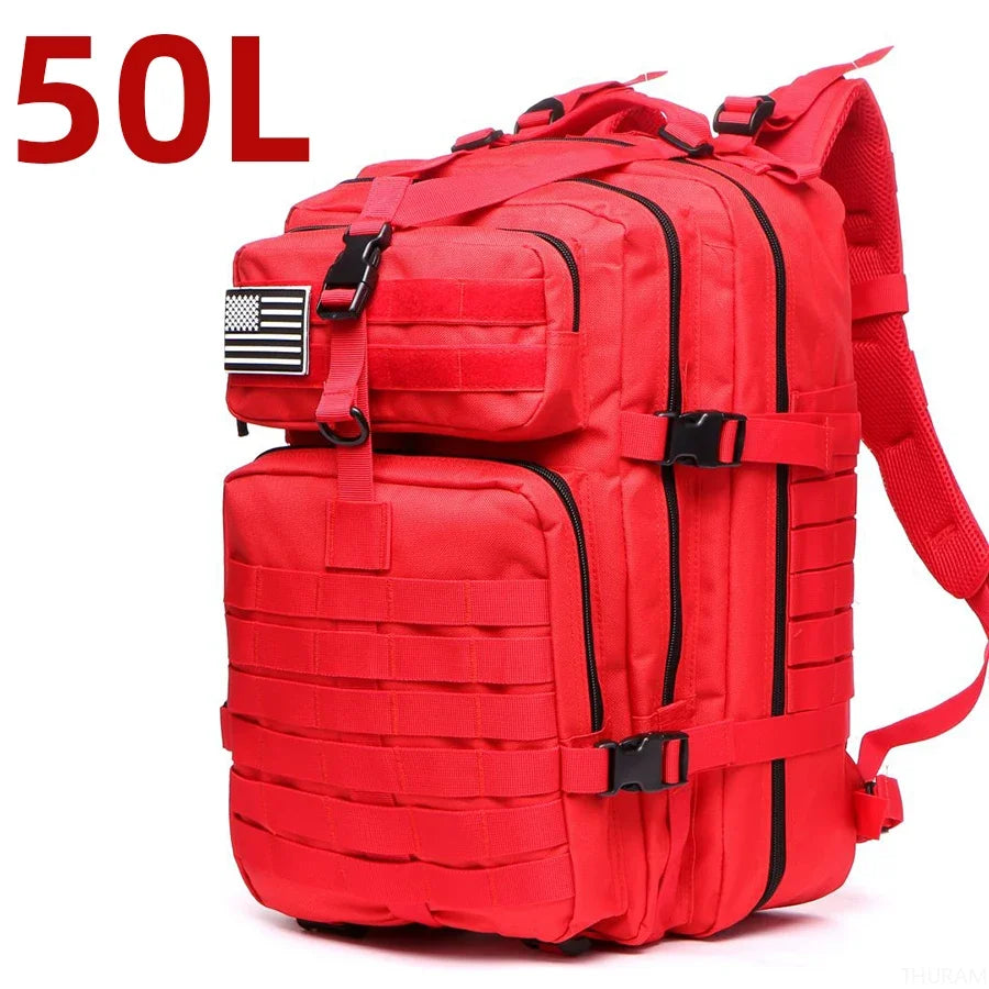 Mochila táctica de nailon resistente, impermeable, de 25 l/50 l, para deportes de trekking, pesca, caza, acampada y senderismo, ideal para exteriores.