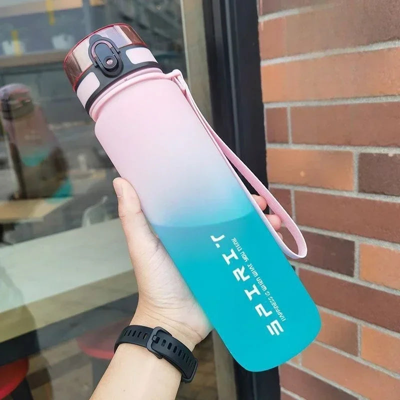 Botella de agua deportiva de gran capacidad de 1 litro, a prueba de fugas, de plástico, colorida, ideal para beber al aire libre, viajes, gimnasio, fitness, etc.