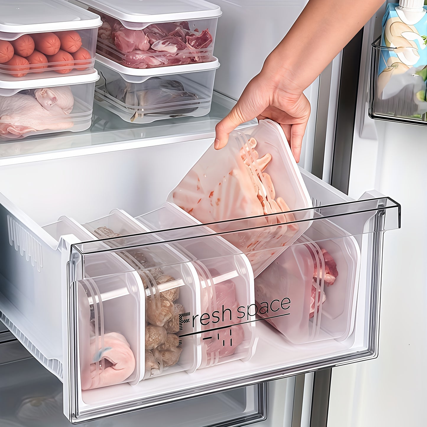 10-Pack 1200ml Stackable Fridge Organizer Containers, Plastic Freezer Safe Food Storage Boxes with Flip Top Lids, Reusable Multipurpose Sealable Bento Lunch Boxes for Meat, Fruits, Vegetables, Microwaveable - Ideal for Christ