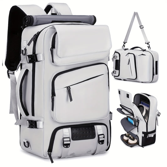 Mochila de viaje, aprobada por aerolíneas con compartimento para zapatos y equipaje de mano para mujeres y hombres, mochila para computadora portátil de 17.3 pulgadas, aprobada para vuelos, ideal para senderismo y uso diario informal.