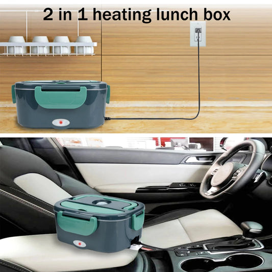 Fiambrera eléctrica de 1,5 L y 40 W, calentador de alimentos portátil para coche y hogar, ideal para el almuerzo.