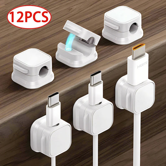 Clip magnético para cables, sujetacables adhesivo, organizador de cables para el hogar, la oficina y la gestión debajo del escritorio.